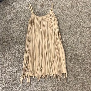 Fringe tan dress